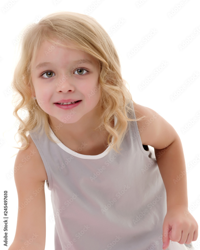 Portrait of a little girl close-up. Portrait of a little girl close-up.