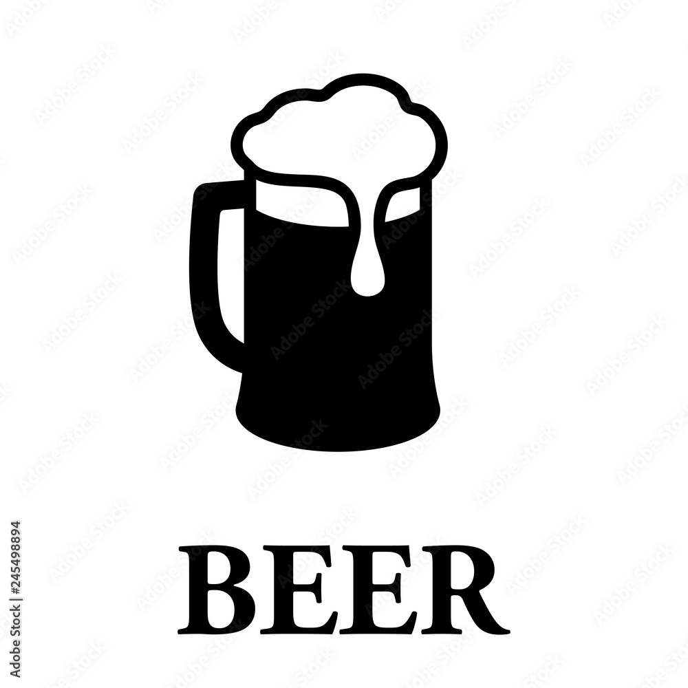 Logotipo con texto BEER con silueta de jarra de cerveza con espuma en color  negro vector de Stock | Adobe Stock