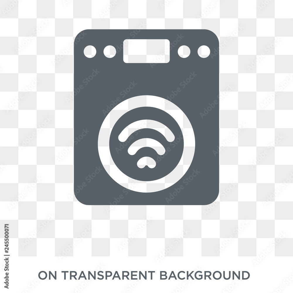 Washer machine icon. Trendy flat vector Washer machine icon on transparent background from smart home collection. High quality filled Washer machine symbol use for web and mobile Washer machine icon. Trendy flat vector Washer machine icon on transparent background from smart home collection. High quality filled Washer machine symbol use for web and mobile