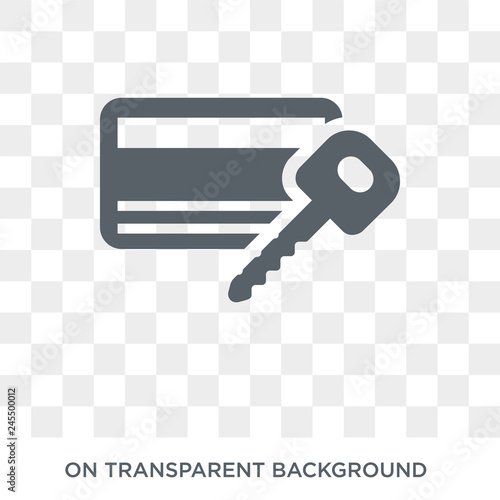 Key card icon. Trendy flat vector Key card icon on transparent background from smart home collection. High quality filled Key card symbol use for web and mobile