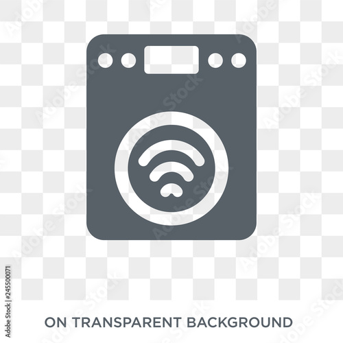 Washer machine icon. Trendy flat vector Washer machine icon on transparent background from smart home collection. High quality filled Washer machine symbol use for web and mobile