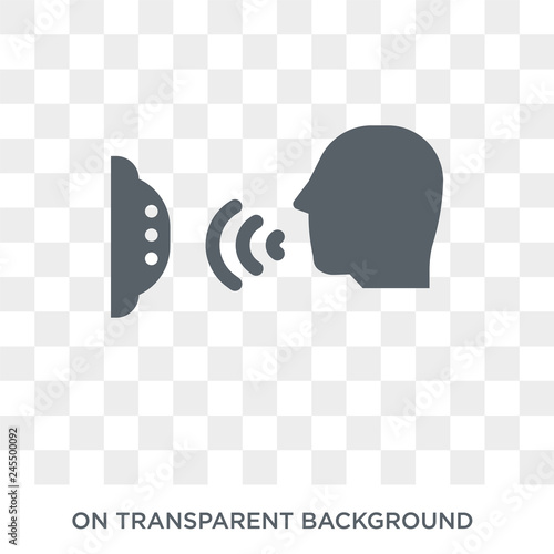 Voice control icon. Trendy flat vector Voice control icon on transparent background from smart home collection. High quality filled Voice control symbol use for web and mobile