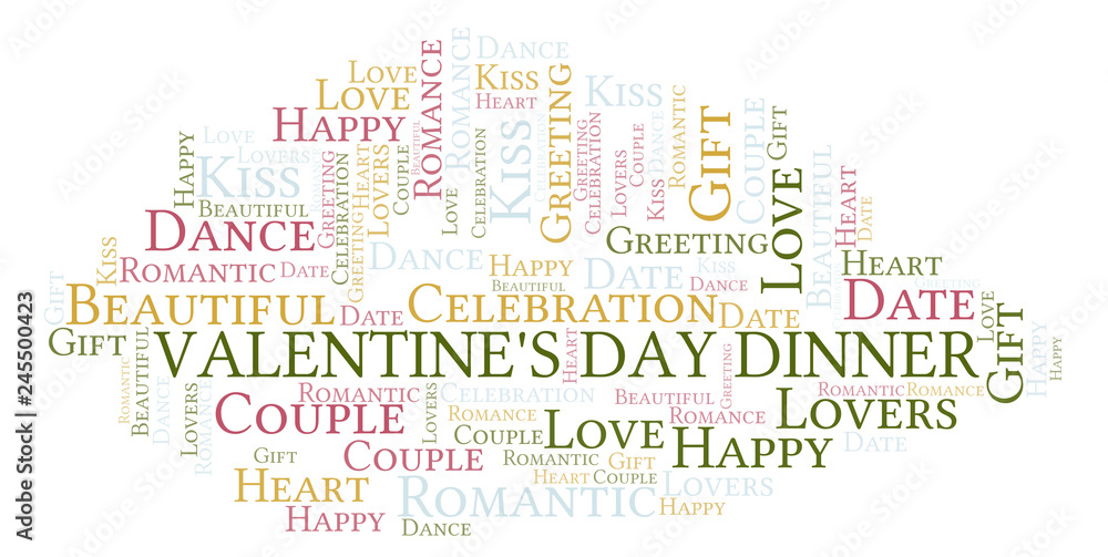 Obraz premium Valentine's Day Dinner word cloud.
