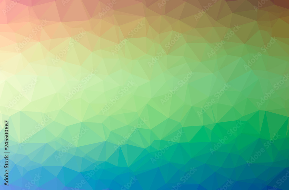 Illustration of abstract Blue, Green, Yellow horizontal low poly background. Beautiful polygon design pattern.