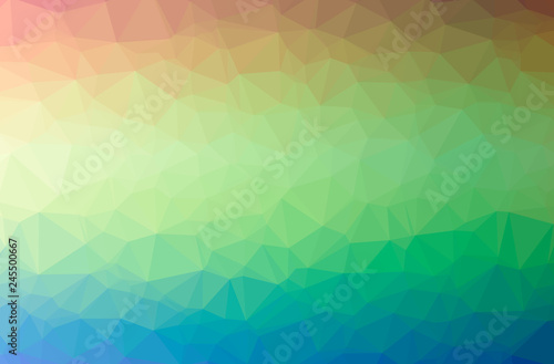 Illustration of abstract Blue  Green  Yellow horizontal low poly background. Beautiful polygon design pattern.