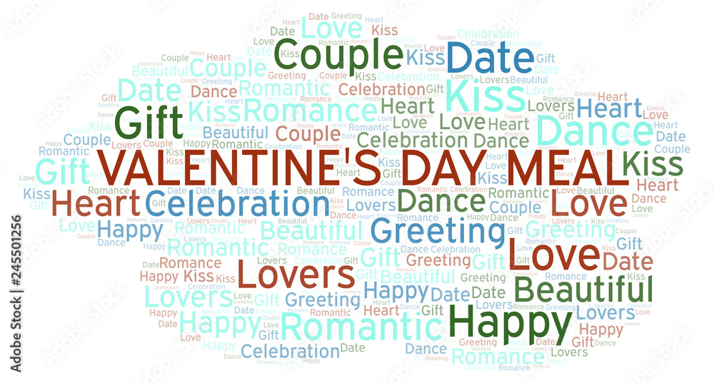 Valentine's Day Meal word cloud.
