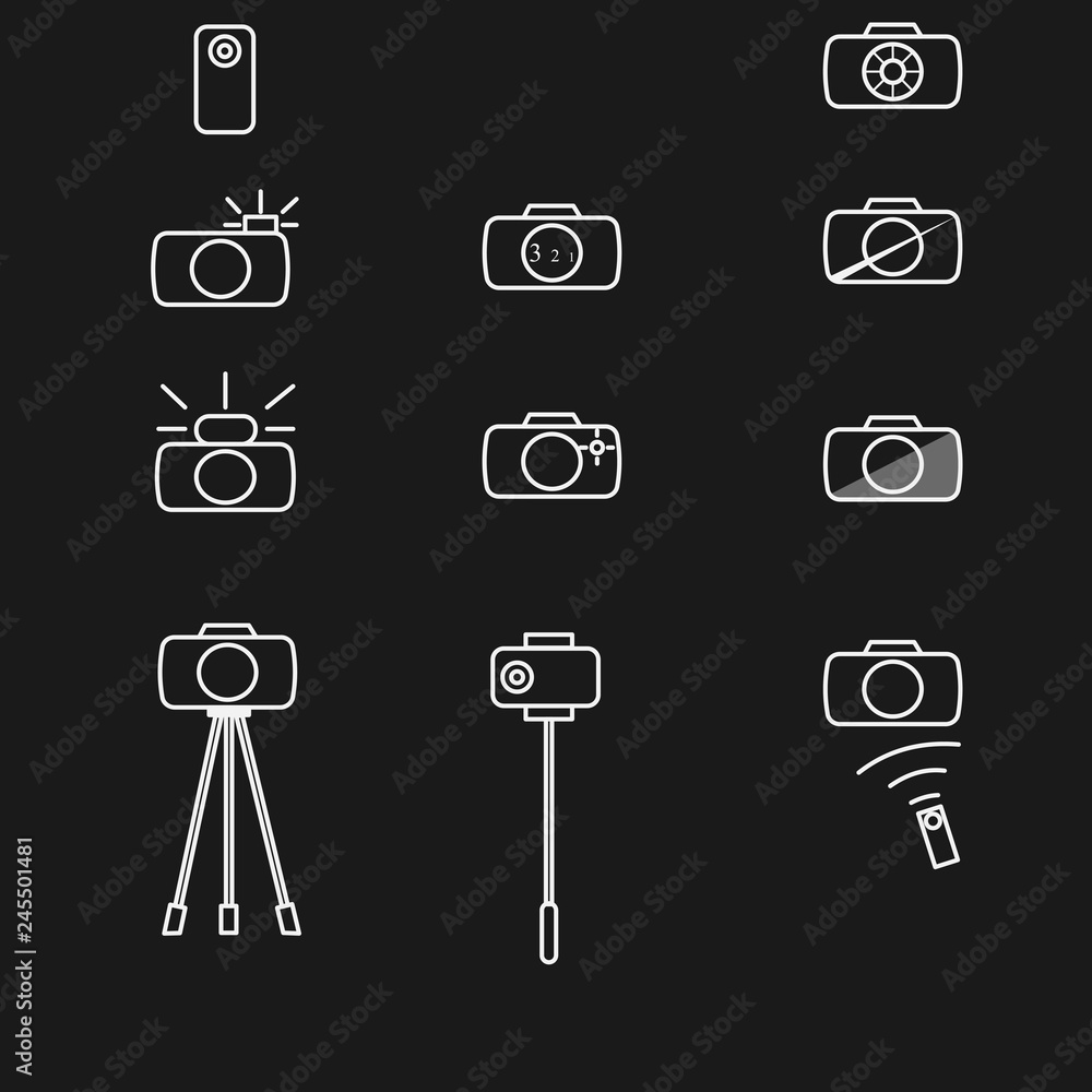 Set of camera icons vector graphics Set of camera icons vector graphics