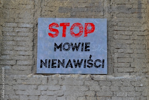 Obraz na płótnie Stop mowie nienawiści w salonie