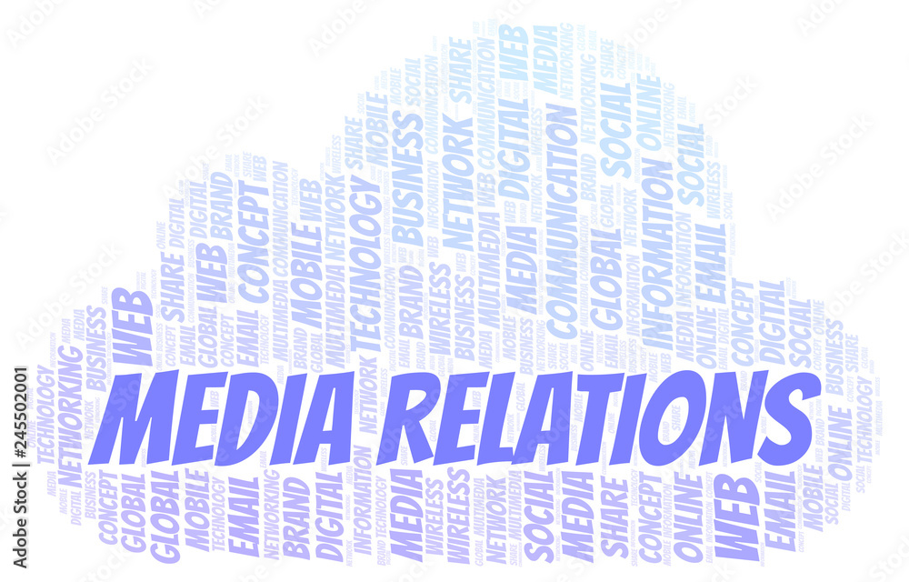 Obraz premium Media Relations word cloud.