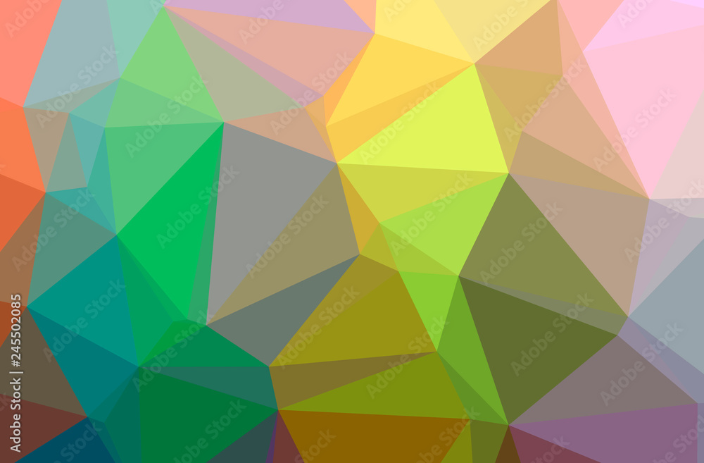 Illustration of abstract Green, Orange, Yellow horizontal low poly background. Beautiful polygon design pattern. Illustration of abstract Green, Orange, Yellow horizontal low poly background. Beautiful polygon design pattern.