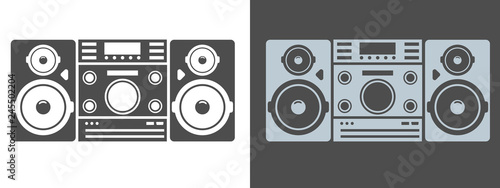 Loud music audio center system silhouette icon or symbol. Vector illustration.