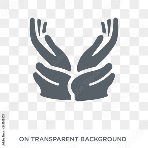 Muslim Praying Hands icon. Trendy flat vector Muslim Praying Hands icon on transparent background from Religion  collection. High quality filled Muslim Praying Hands symbol use for web and mobile