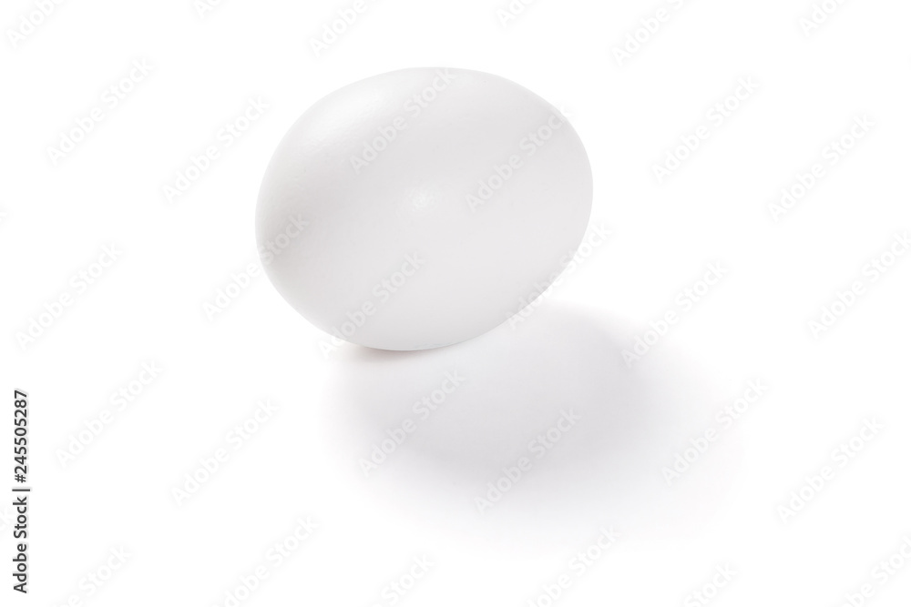 one white egg with a shadow on a white background one white egg with a shadow on a white background