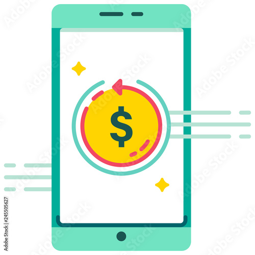 E-wallet fast money refunding flat illustration