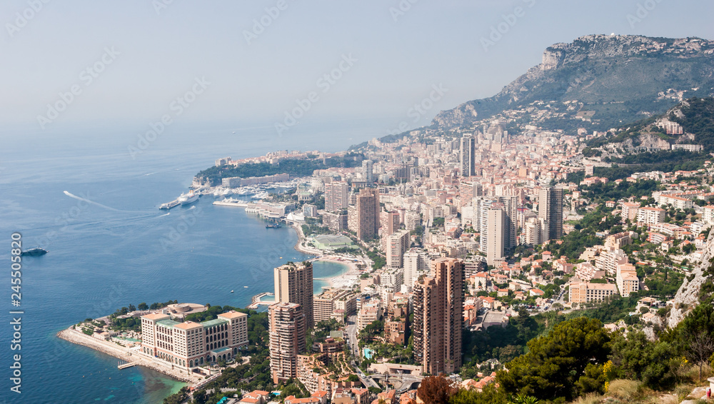 The city of Monte Carlo in Monaco on the Mediterranean Sea