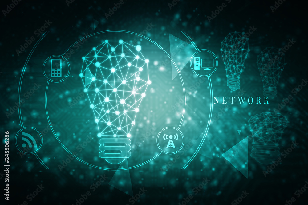 Obraz premium bulb future technology, innovation background, creative idea concept