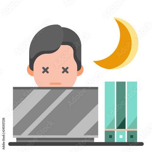 Don't overworked yourself flat illustration