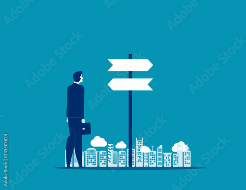 Businessman choice with direction. Concept business vector, Flat design.
