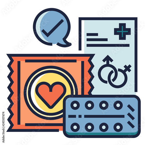 Right birth control LineColor illustration