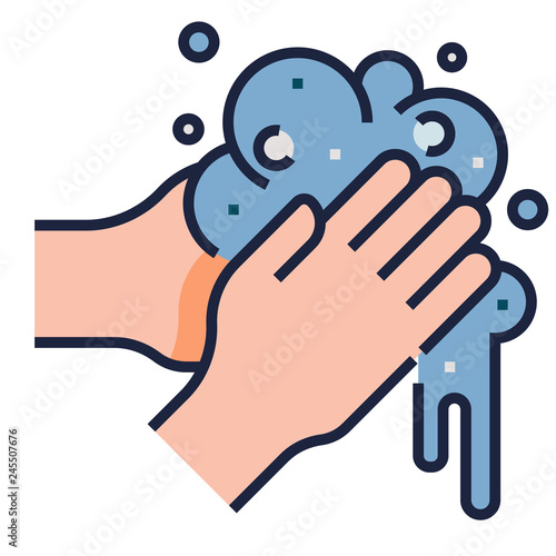 Hand washing LineColor illustration