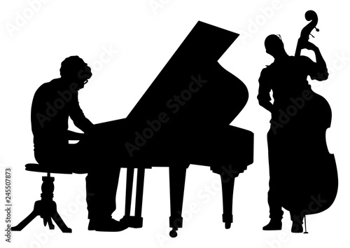 Music man whit jazz band on white background
