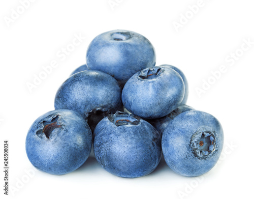 heap of ripe blueberry fruits isolated on white background