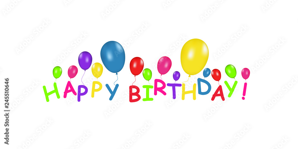 Blank banner with color balloons isolated on white background. Vector festive background. Happy birthday concept Blank banner with color balloons isolated on white background. Vector festive background. Happy birthday concept