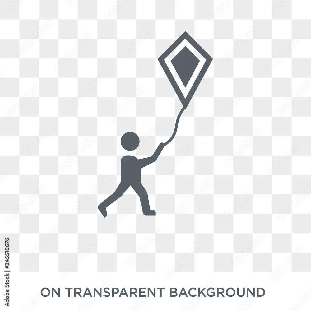 kid flying kite icon. Trendy flat vector kid flying kite icon on ...