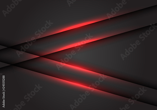 Abstract red light line arrow on dark grey blank space design modern futuristic background vector illustration.