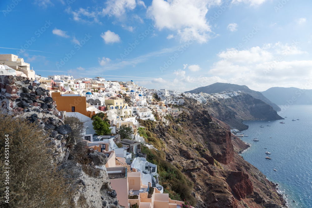 View over the city of Oia on the island of Santorini. Greece