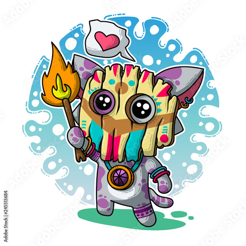 Vector illustration about Shaman in love