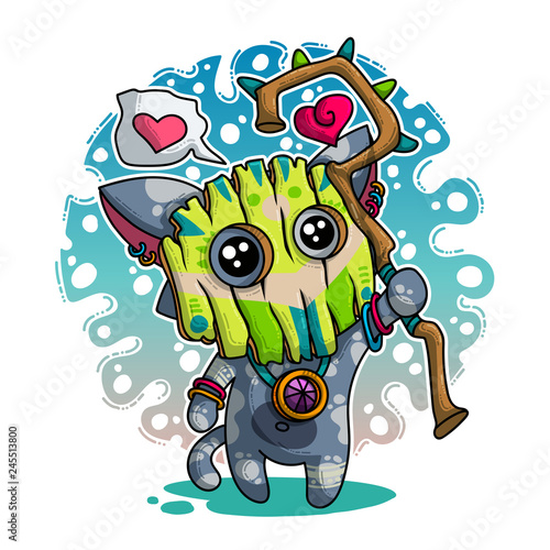 Vector illustration about Shaman in love