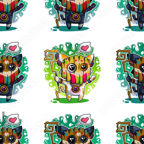 Vector seamless pattern about Shamans in love