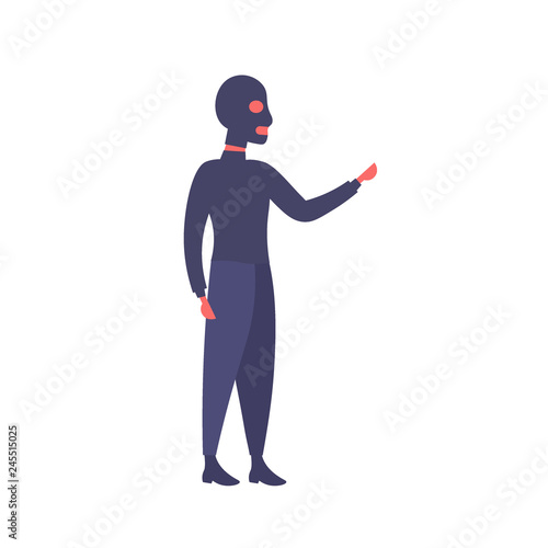 man black mask pointing hand something gesture hacker activity concept guy criminal burglar full length female cartoon character flat isolated