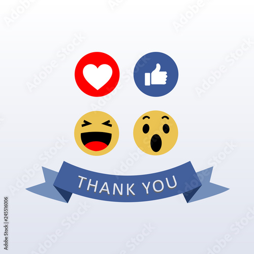 Social Media Face Reaction Emojis with thank you