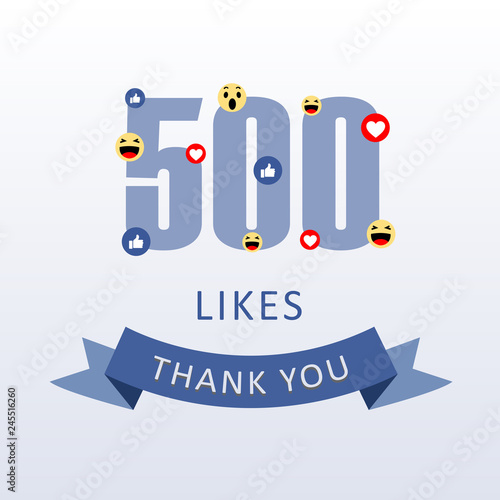500 Likes Thank you number with emoji and heart- social media gratitude ecard