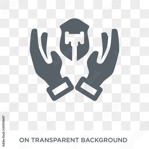 qualified protection icon. Trendy flat vector qualified protection icon on transparent background from law and justice collection. High quality filled qualified protection symbol use for web and