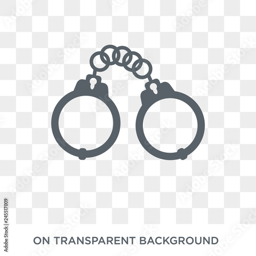 Handcuffs icon. Trendy flat vector Handcuffs icon on transparent background from law and justice collection. High quality filled Handcuffs symbol use for web and mobile