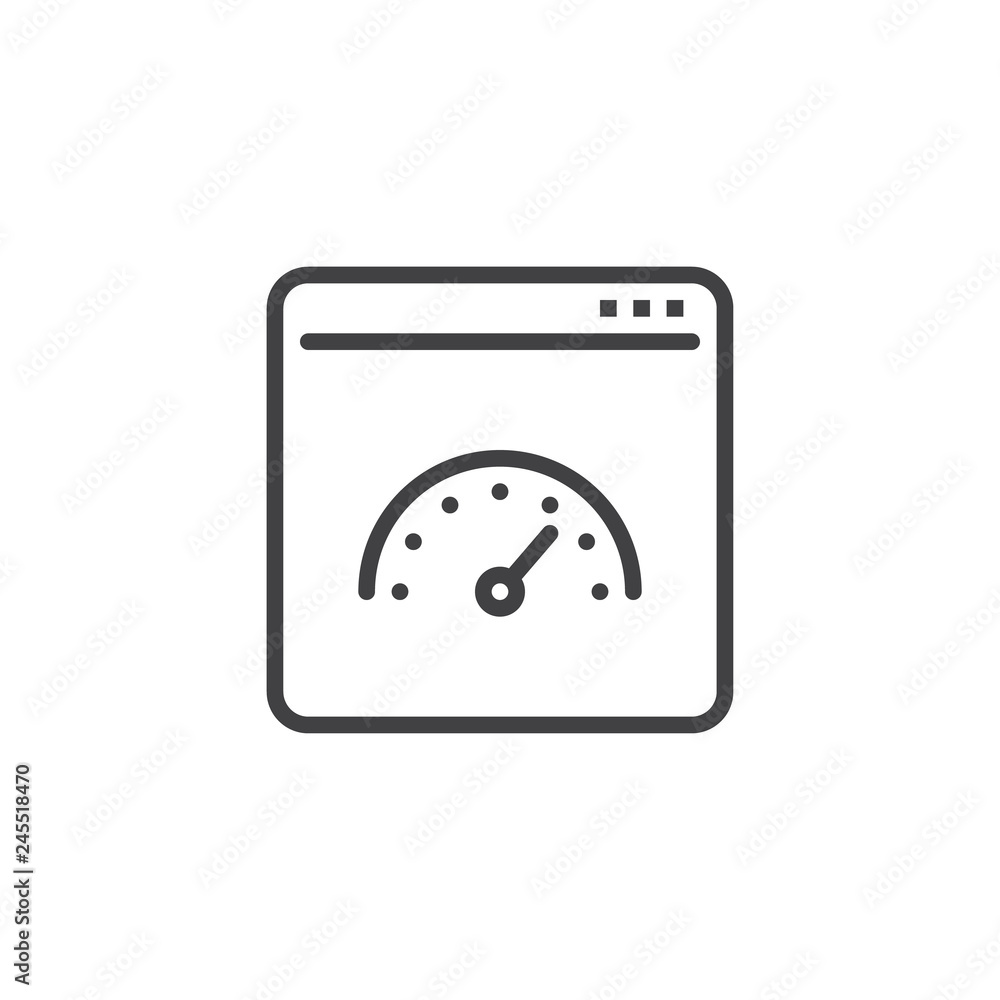 Web Page Speed line icon. linear style sign for mobile concept and web design. Browser speed test outline vector icon. Symbol, logo illustration. Pixel perfect vector graphics Web Page Speed line icon. linear style sign for mobile concept and web design. Browser speed test outline vector icon. Symbol, logo illustration. Pixel perfect vector graphics