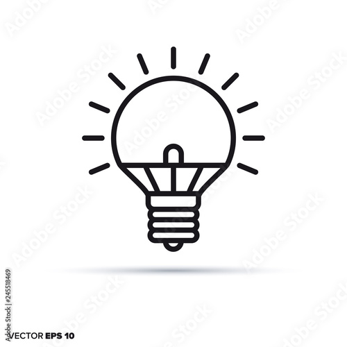 LED lightbulb vector line icon.