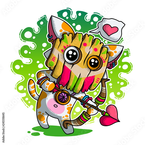 Vector illustration about Shaman in love
