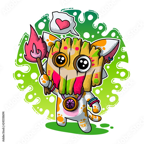 Vector illustration about Shaman in love
