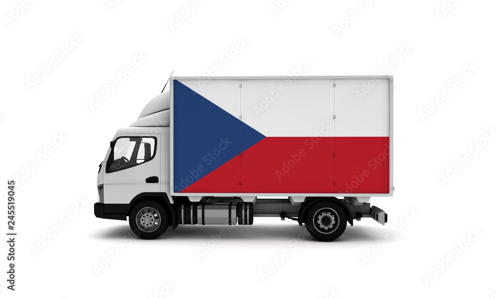 Delivery van with Czech Republic flag. logistics concept Delivery van with Czech Republic flag. logistics concept