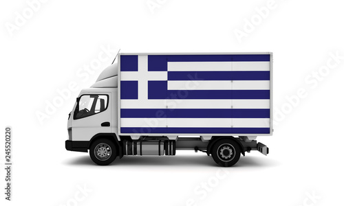 Delivery van with Greece flag. logistics concept