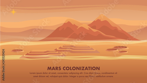 Panorama Mountain Landscape Red Planet Surface