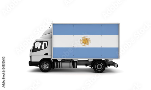Delivery van with Argentina flag. logistics concept