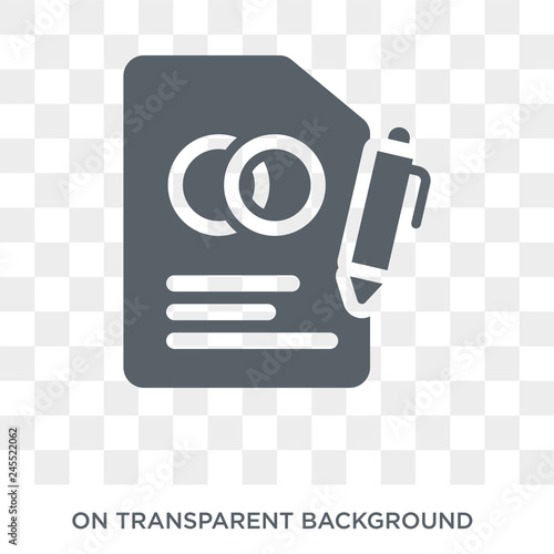 marriage contract icon. Trendy flat vector marriage contract icon on transparent background from Insurance collection. High quality filled marriage contract symbol use for web and mobile
