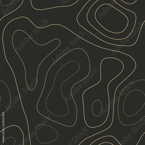 Terrain topography. Admirable topography map. Seamless design. Bold tileable isolines pattern, vector illustration.