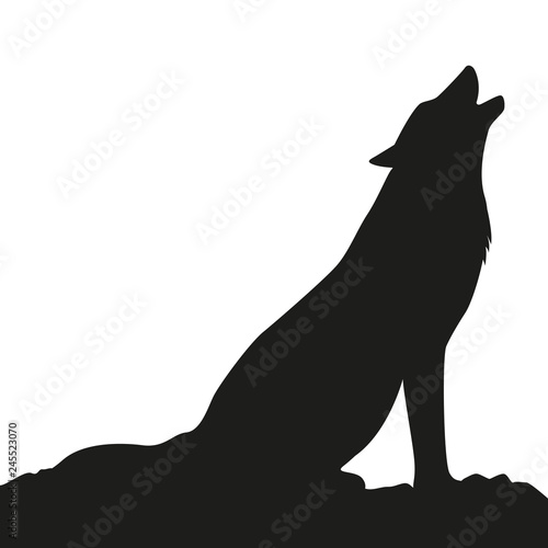 howling wolf silhouette on white background vector illustration EPS10
