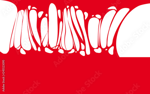 Slime sticky red banner, spittle, snot. Frame of scary zombie, alien slime. Cartoon flat slime isolated object. Fiction party design element. Vector, template background, illistration, isolated